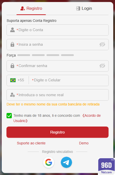 Experiência de Jogos 96d.com